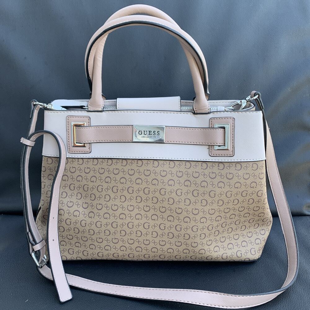 Guess Logo Bag Beige And Brown - Picture 3 of 12